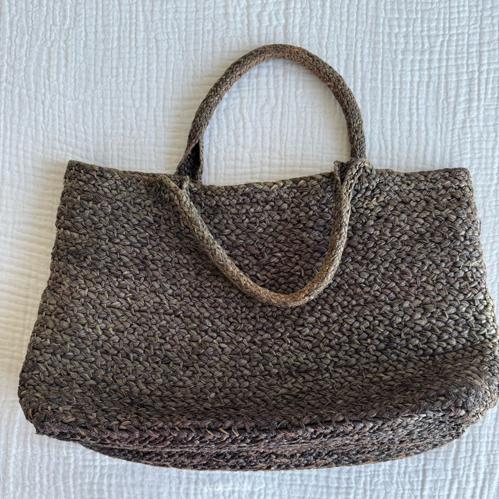 Indego Africa Woven Straw Tote Bag in gray/multi